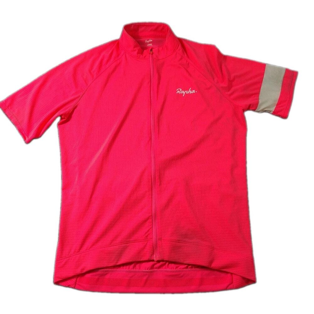 Rapha Core Cycling Jersey Womens L Pink Full Zip Short Sleeve Pockets Breathable